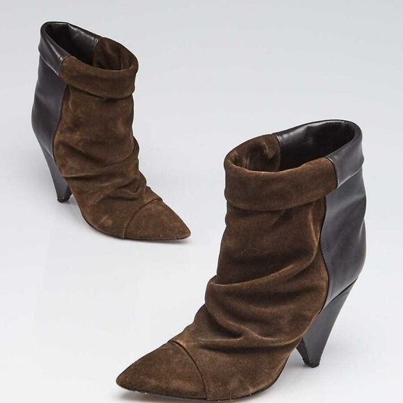 Isabel Marant Khaki Suede and Leather Andrew Ankle Boots Size 6.5/37 - Picture 1 of 5